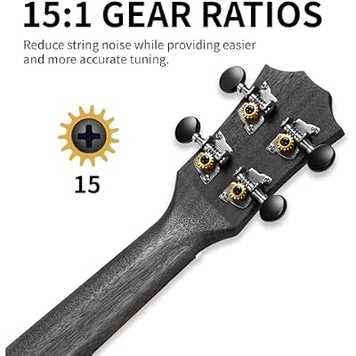 AODSK Concert Black Ukulele for Beginner 23 Inch Uke with Gig Bag Strap Nylon String 4 Picks Holiday Gift