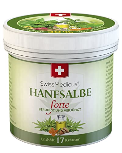 SwissMedicus Hanfsalbe forte - 30% Hanföl - Aktivsalbe - für problematische Haut geeignet - bei Akne - Ekzem und Schuppenflechte - Naturkosmetik Hanföl salbe - 100% - Vegan - 125 ml