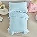 Shxime 4 Pieces Double Layer Toddler Bedding Set - Baby Blue & White Ruffle Fringe 4 Pieces Toddler Bed Set - 1 Comforter + 1 Fitted Sheet +1 Flat Sheet +1 Pillowcase for Baby Boys and Girls Baby Blue