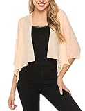 Irevial Demen Chiffon Cardigan Leichte Wasserfall Bolero 3/4 Arm Schulterjacke Kurze Sommerjacke Für Alltag Aprikose XL