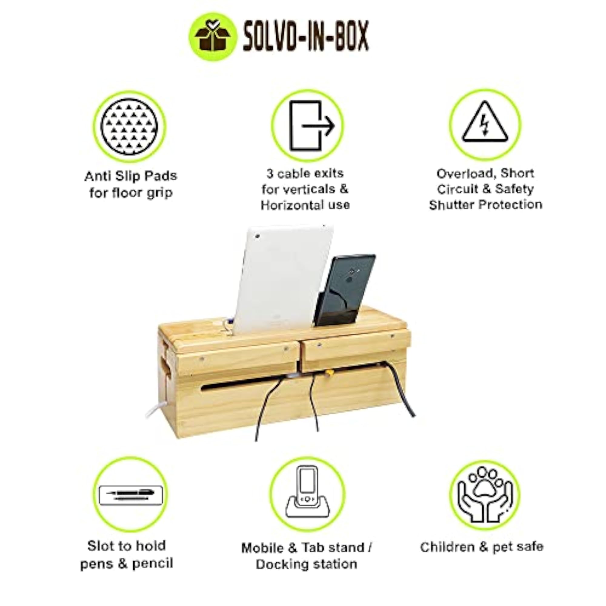 Cable Management Box with Power Strip