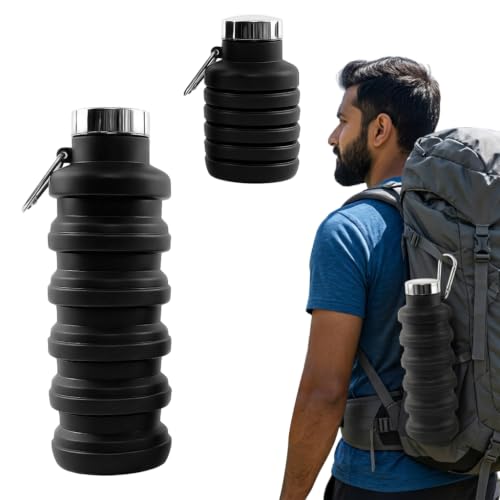 Image of PROBEROS Collapsible Silicone Squeeze Water Bottle Leak Proof Hiking
