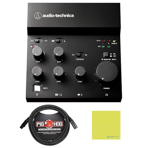 Audio-Technica AT-UMX3 Live Streaming USB Audio Mixer Bundle with 10ft