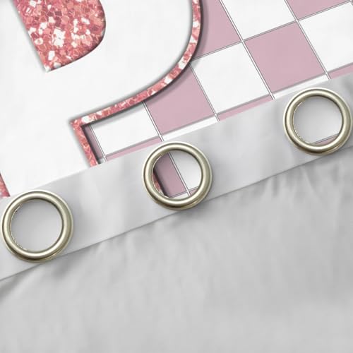 Image of Erosebridal Pink Initial P Blackout Curtains for Kids Girls Bedroom Kawaii Plaid Checkered Window Curtains 2 Panels 52 inchWx63 inchL Cute Personalized Monogram Drapes,Fashion Grids Gingham Window Treatments