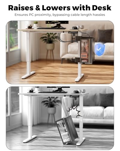 Image of JOY worker Under Desk PC Mount with Protective Arms, Clamp-On Leg CPU Mount