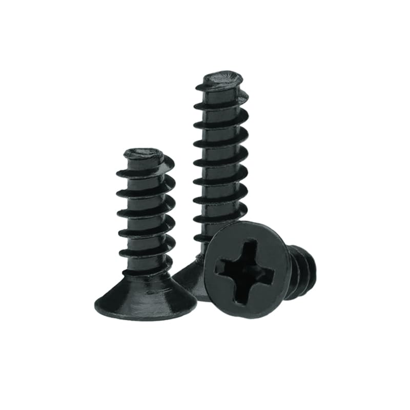 500pcs M2 M2.3 M2.6 M3 Cross Round Countersunk Flat Head Cutting Tail Self Tapping Screw Black KB Micro Screws - (Size: M3, Length: 12mm)