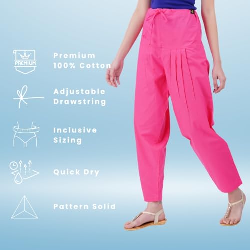 Image of Happy Bunny Salwar Pant - Modern Style Pure Cotton for Women - Ethnic Semi Patiala Trouser - Office,Home - All Day Comfort Wear with Drawstring