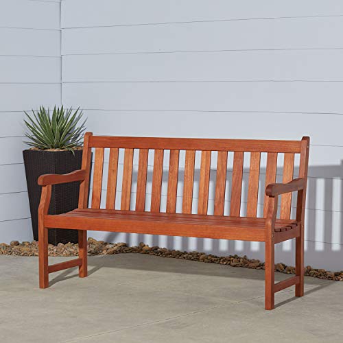 Atlantic Red Brown 5Ft Slatted Eucalyptus Wooden Garden Bench for 3 Seater in Entry Way, Porch, Balcony, Deck, Garden, Patio, Backyard, Outdoor Seating, 550 lbs Capacity - Thumbnail 6