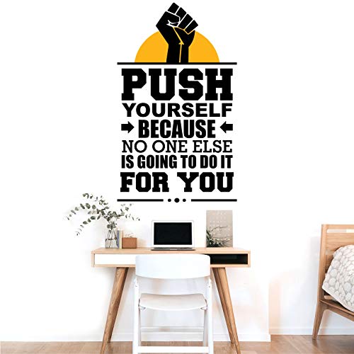 Image of StickMe 'Push Yourself - Office - Inspirational - Motivational - Quotes - Wall Sticker ' -SM642 (Multi Colour, Vinyl - 80cm X 45 cm)