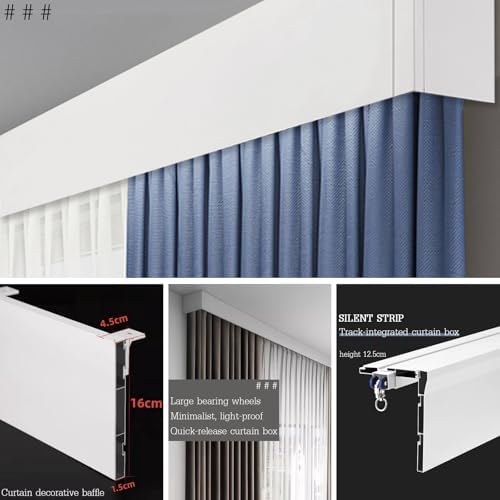 Double Curtain Tracks, 9.8ft Three-in-One Curtain Rod System with Adjustable Double Rails, Customizable Length for Living Room, Bedroom, Kitchen, Wall-Mounted Solution (2m/6.6ft)