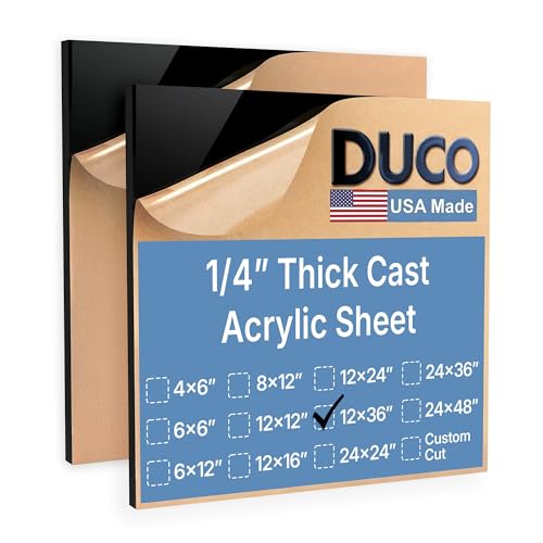 Image of Duco 1 /4 inch Black Cast Acrylic Sheets, 12 inchx36 inch Plexiglass Sheets, 2 Pack