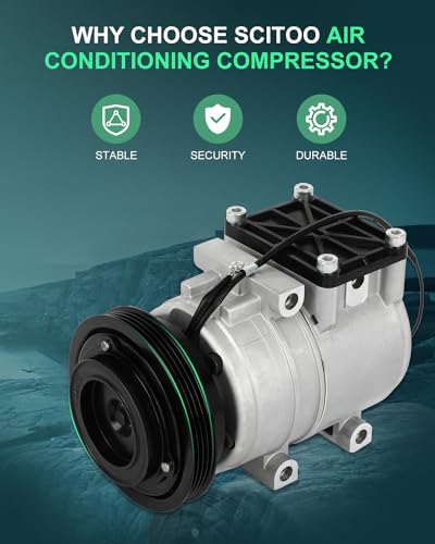 Image of SCITOO AC Compressor fit for Kia Rio 1.5L 2001-2002 | Fast Cooling, Ultra Low Noise (≤72 dB)Air Conditioner Compressor with Clutch, Easy Installation, 0K30A61450C 0K30A61450D
