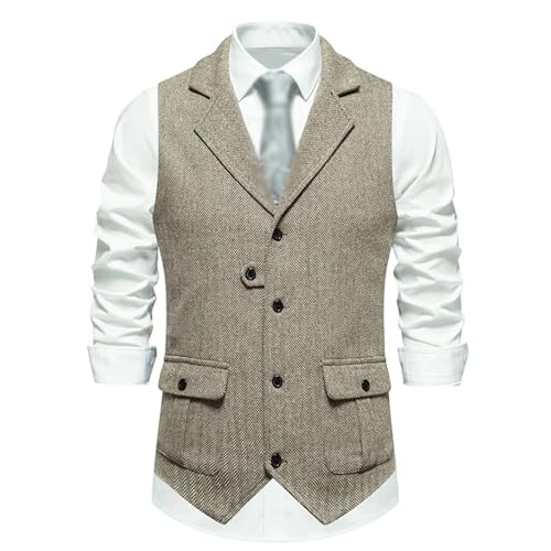 Men's Notched Lapel Vest Business Banquet Wedding Solid Color Casual Vest