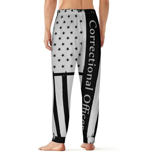 Thin Silver Line Correctional Officer Men's Pajama Pants Lightweight Joggers Lounge Pants Pj Bottoms Sleep Pants3