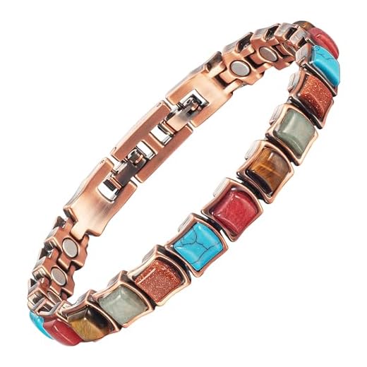 MagVIVACE Copper Bracelet for Women for Arthritis and Joint, 7.68'' Pure Copper Magnetic Therapy Bracelet for Carpal Tunnel, 3500 Gauss Effective Magnet (B)