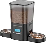 HoneyGuaridan Automatic Cat Feeder with Timer, 3.5L Dry Cat Food Dispenser,with Stainless Steel Bowl, Dual Power Supply with Desiccant, 1-6 Meals/day for Cats Dogs