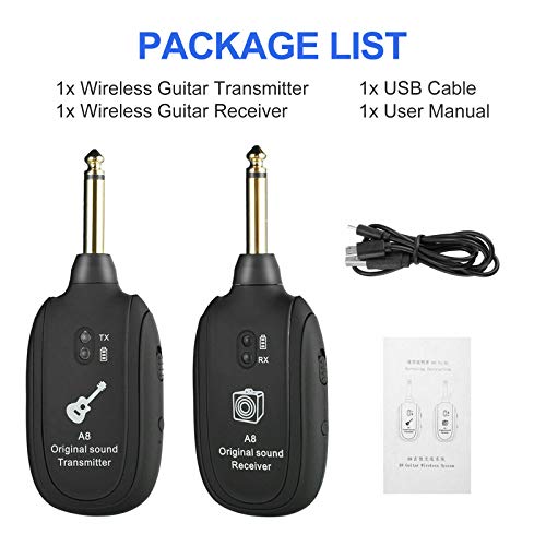 Wireless Guitar System, 20Hz-20Khz Uhf Guitar Wireless Transmission System,Built-In Rechargeable Lithium Battery For Electric Guitar Bass Violin #TOP4