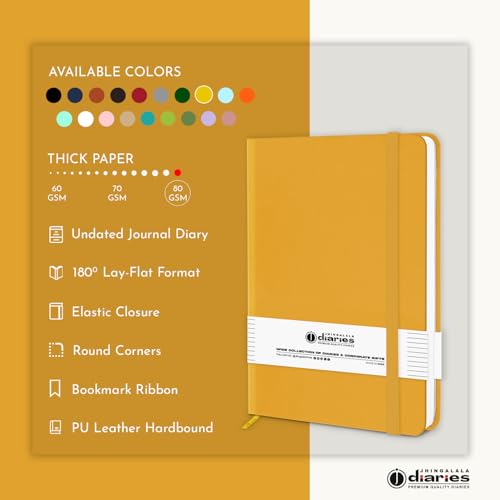 Image of Jhingalala Diaries - Hardbound Leather Cover Pocket Size Corporate Executive Diary Notebook I Pocket Diary For Men and Women I A6 Size I 80gsm Paper I 192 Ruled Pages (Yellow)