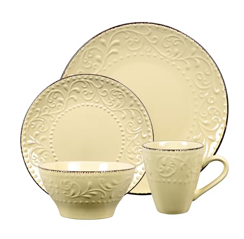 Lorren Home Trends LH529 Dinnerware Set for Entertaining, One Size, Yellow