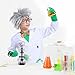 Wbesty Kids Mad Scientist Costume with Eyeglass Frames Bow Tie Gloves Magnifying Glasses 5Pc Kids Lab Coat Halloween Dress Up