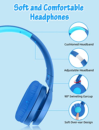 Image of Voopwink Kids Headphones with Microphone, Wired Over Ear Headsets with Limited Volume 85dB / 94dB for Boys Girls Teens Children Online School /Travel /iPad /Tablet /Cellphone