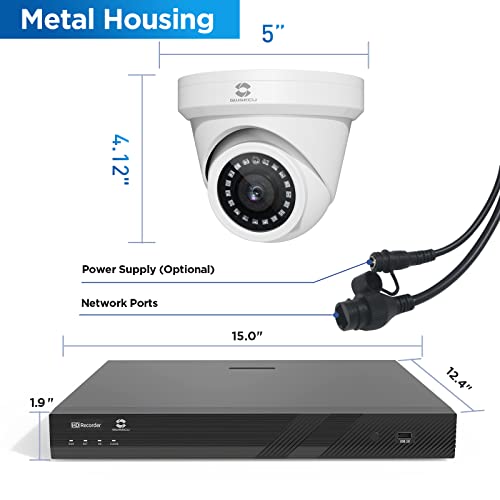 Gwsecu 4K 16 Channel Poe Home Security Camera System, 4K/8Mp Video Surveillance Nvr With 4Tb Hdd, 16Pcs 5Mp 2.8Mm 110° Wide Angle Person Detection Ip Dome Cameras Business 24/7 Audio Recording #TOP6