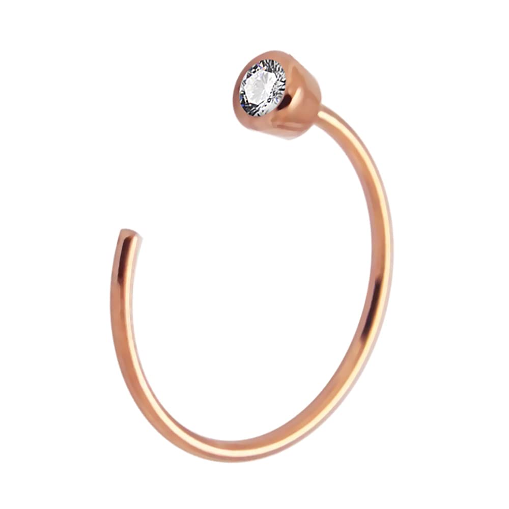 Monster Piercing 9k Tinta Oro 20 Gauge - 8 MM di Diametro Lunetta Cerchio Aperto Chiaro CZ Pietra Gioielli Anello penetranti del Naso
