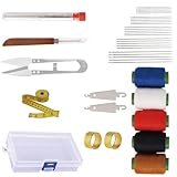39 Pieces Big Eye Stainless Steel Needles Set, Sewing Kit for Hand Sewing, Embroidery and Quilting Includes Thread, Threader, Thimble, Scissor, Portable Storage Case for Fabric, Denim, Leather