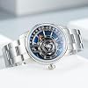 OBLVLO Luxury Automatic Men's Watch, Stainless Steel Band, Black Mechanical Dial, Silver