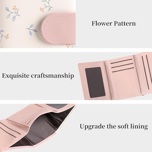Image of RNIEGA Small Wallets for Women Trifold Vegan Leather Wallet RFID Blocking Card Holders with ID Window