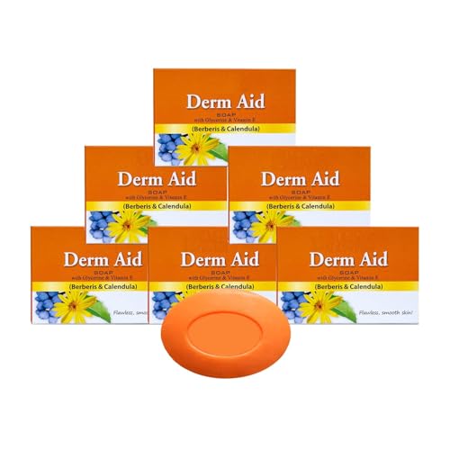 JEVR Derm Aid Soap for Rashes and Infection Free Skin | Enriched with Goodness of Thuja, Aloevera & Calendula to Counter Dry & Chapped Skin | Unisex Soap | 75 gm (Pack of 6)