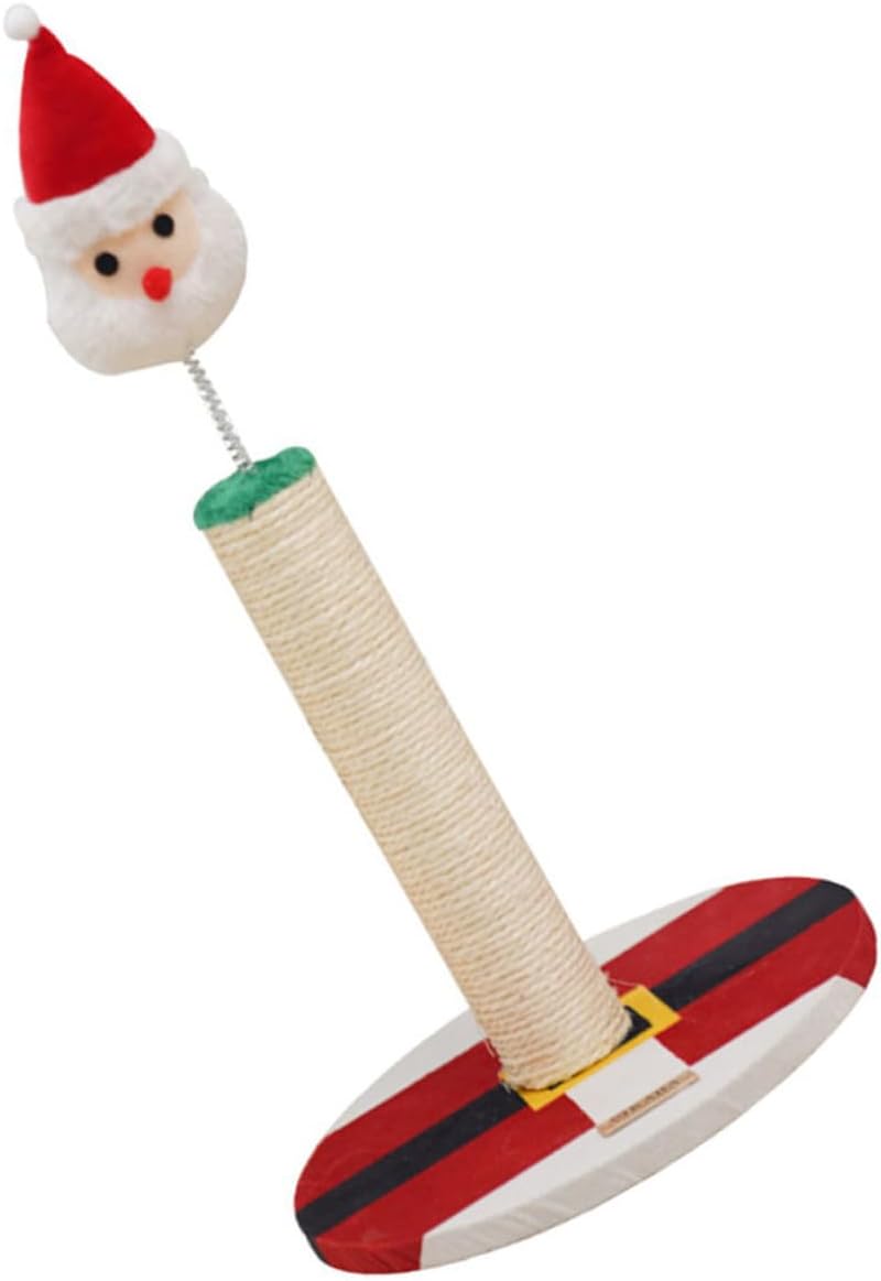 Christmas Santa Cat Scratching Post Sisal Rope Activity Tower Kitten Scratcher Indoor Cat Supplies Holiday Decor