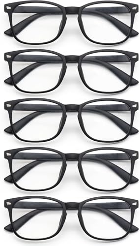 Image of Blue Light Glasses for Woman Men, 99% Blocking Square Frame 5 Pairs | Anti Eyestrain & UV Glare Protection, Computer Blue Light Blocking Glasses for Gaming TV Phone Screen