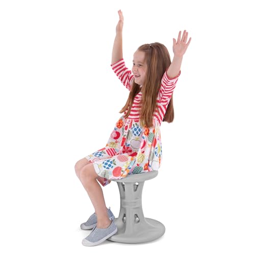 Image of Simplay3 Play Around Wiggle /Wobble Kids Flexible Active Sitting Chair /Stools (2-Pack) to Improve Focus, Posture, Strengthen Core - Ages (5-8) 14 inch Cloud Gray - Made in The USA