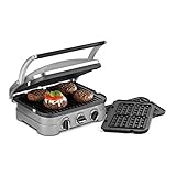 Cuisinart 5-in-1 Grill Griddler Panini Maker Bundle with Waffle Attachment (GR-4N) - Includes Grill...