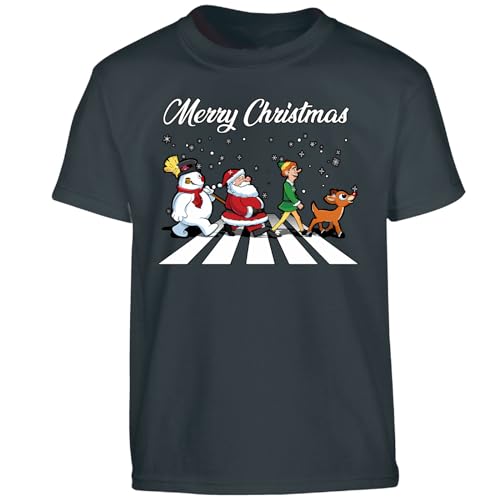 Merry Christmas Snowman Christmas Shirts for Men T-Shirt Girls Top Elf Reindeer Xmas T Shirts Mens Santa Tree Boys Kids Children Gift Printed Black - X-Large