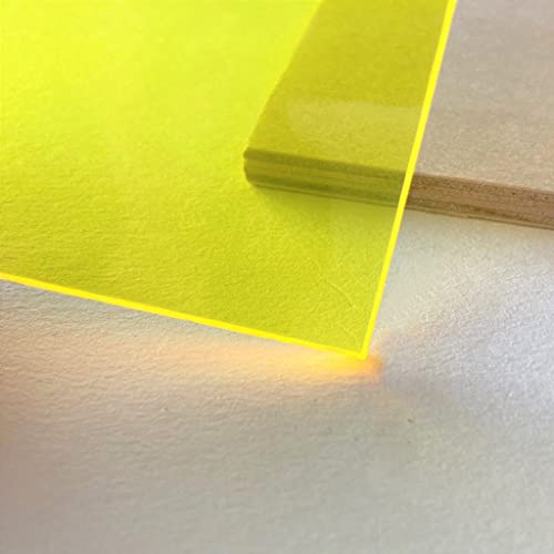 Image of 1 /8 inch (0.118 inch) Yellow Neon Fluorescent Acrylic Plexiglass Sheet 24 inchx12 inch Cast 3mm Thick Nominal Size AZM