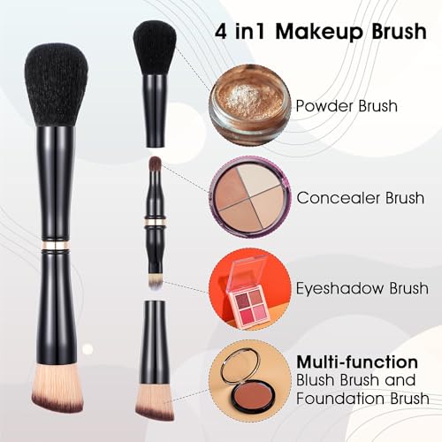 Conjunto de pincéis de maquiagem 4 em 1 All-in-One Base Blush Pincel de Sombra com Extremidade Dupla