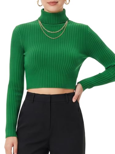 Image of MixMatchy Women's Cropped Ribbed Turtleneck Sweater