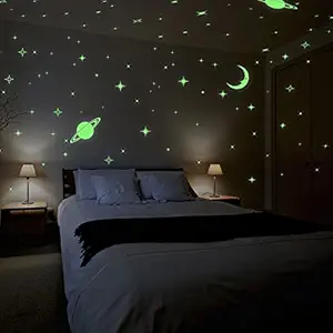JAAMSO ROYALS Galaxy of Stars Radium Stickers for Bedroom, adium Sticker, Stars for Ceiling, Ceiling Stars Radium Stickers, Radium Stars and Moons for Bedroom (Night Light Wall Stickers)