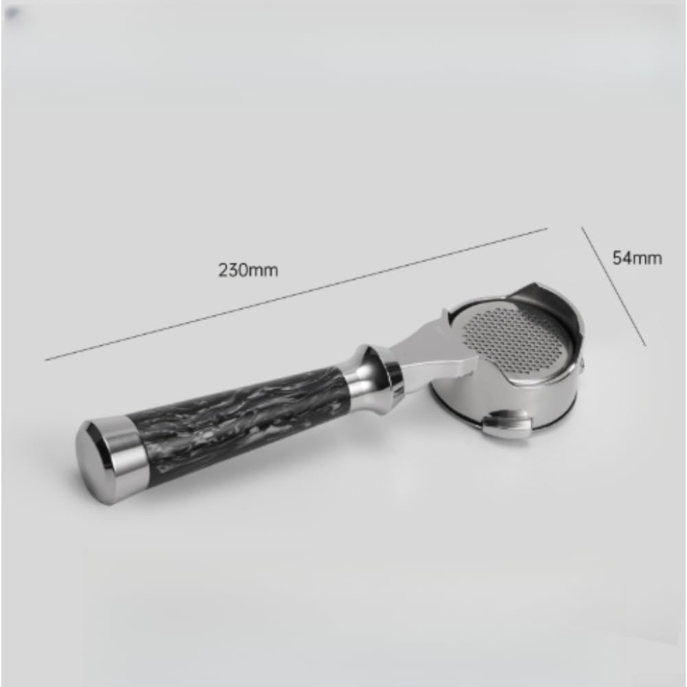 Bezdenny portafilter 54 mm z 3 uszami do ekspresu do espresso, uchwyt na filtr do kawy ze stali nierdzewnej 304 z ergonomicznym uchwytem z żywicy, głęboka czerń