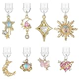 Ptwola 8Pcs Dust Plug Charms Star Sun Moon Butterfly Heart Design Type C Anti-Dust Cover Aesthetic Charging Ports Plug Protector Accessories Compatible with USB C Devices for Women Phone Reader Decor