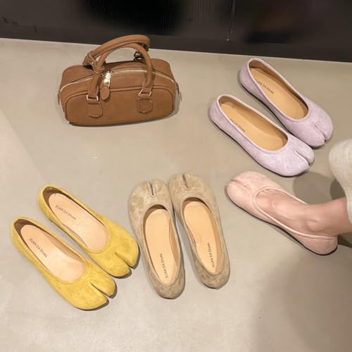 Suede Tabi Ballet Flats Shoes for Women Cute Wide Width Split Toe Flats Shoes Casual Dressy Comfortable Slip On Work Dress Flats2