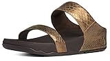 FitFlop Women's Lulu Metallic Snake Slide Dress Sandal, Bronze, 7 M US