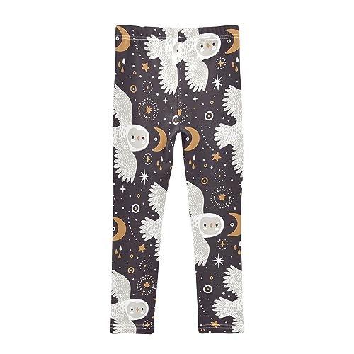 Polar Owls Girls' Leggings Toddler Doodles Moon Kids Yoga Pants Dance Active Tights 5T2
