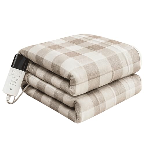 PEKJI Polyester Heated Throw with 12 Hour Timer Function Comfortable Heated Electric Throw 4 Temperature Levels Quick Heating
