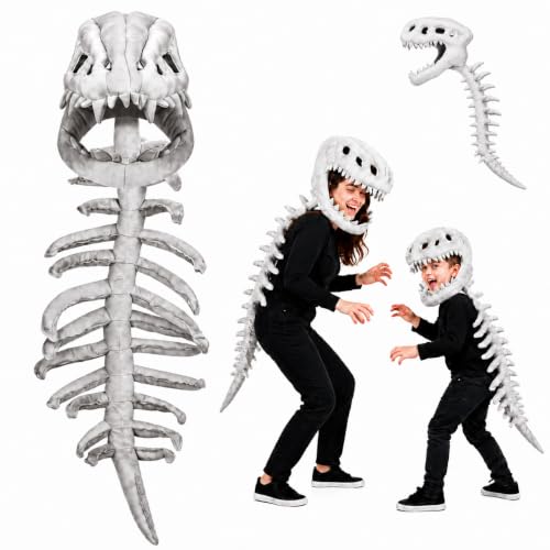 Aodse Dinosaur Skeleton Costume, 3D Dino Skeleton Hat with Spine, My Cozy Dino Skeleton Costume for Halloween Cosplay Party, Gift for Any Dinosaur Lover (Small)