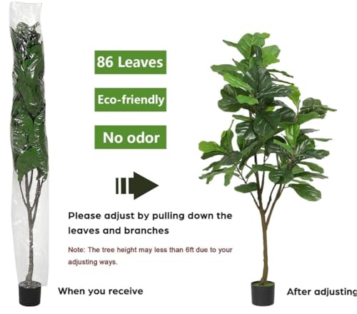 Image of VRB Dec 1 Pcs (4.5 FT) Artificial Plants with Pot Plants Leaves Tree Tropical Bougainvillea Faux Areca Plants Indoor Real Touch Monstera,Banana Plant for Home /Decor (Artificial Fig Tree with Pot)