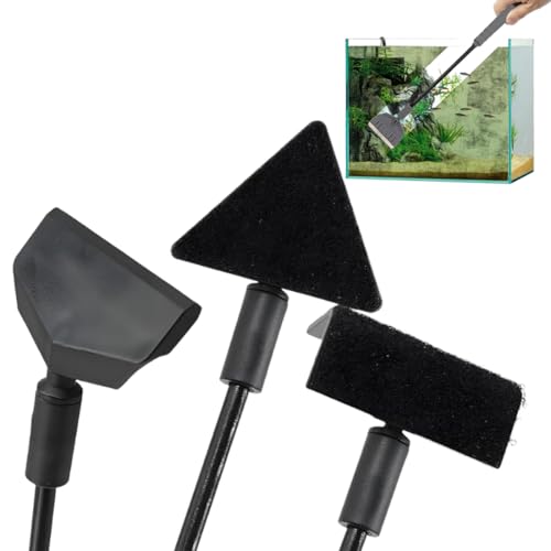 AEKZOX 3 en 1 Outils de Nettoyage, Grattoir à Algues, Lame de Rasoir pour Aquarium, Outil de Nettoyage d'Aquarium avec Manche Amovible, Lames en Acier Inoxydable pour Vitres d'Aquarium (14 Pouces)
