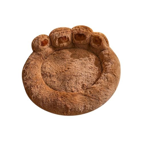 Folpus Letto riscaldante per Animali Domestici, Cuscino di Peluche, Cuccia per Cani Morbida da Interno, Cuccia per Cani a Forma di Zampa, per Cuccioli, caffè Scuro